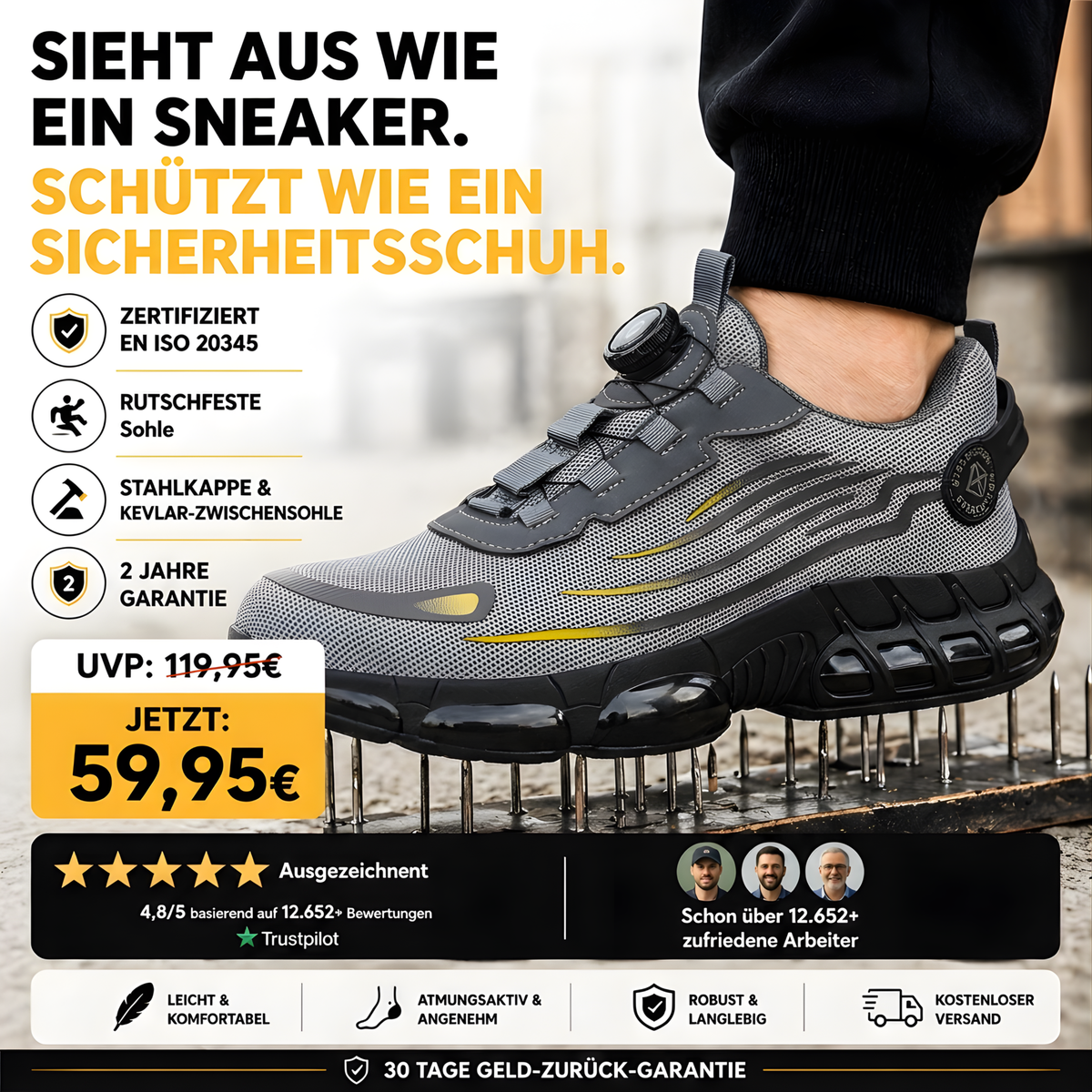 KraftSohle Pro™ | Sicherheit, die nicht wie Arbeit aussieht